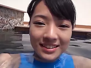 Chinese Teenager Blue Bathing suit Unqualified non - undress