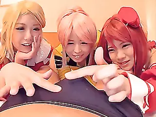 Super Japanese cosplayers shares heavens gargling blarney concerning an as well be required of cum